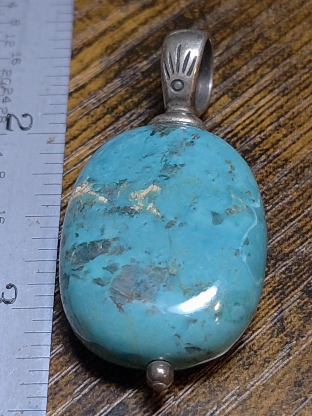 Turquoise Oval Stone Pendant Necklace - Bright Blue Turquoise